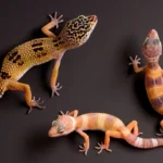 A leopard gecko shedding its skin, with fresh new scales emerging.